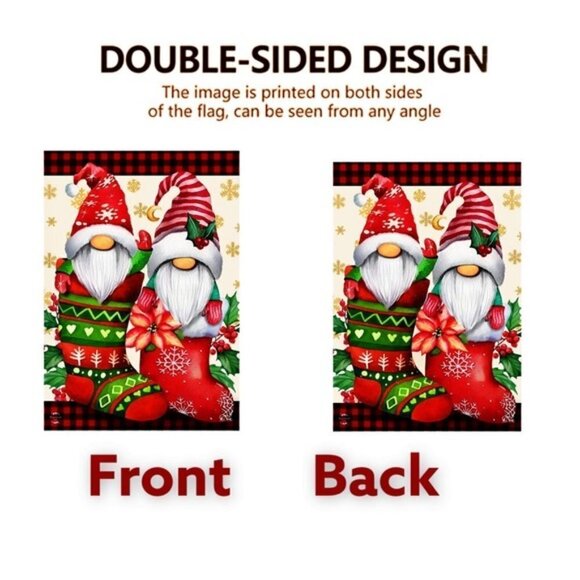 Christmas Garden Gnome Flag Holiday Stockings Vertical 12.5 in X 18 in Colorful - Picture 3 of 15